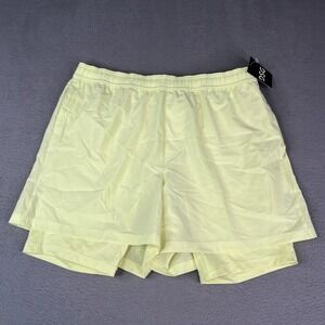 DSG Shorts Mens Large Yellow Pulse 5" 2-in-1 Agility Liner Zip Pocket UPF 50+